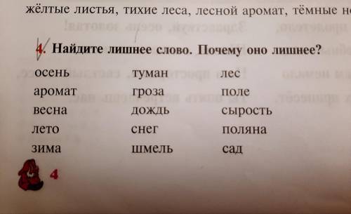 4 упр. Найдите лишнее слово. Почему оно лишнее