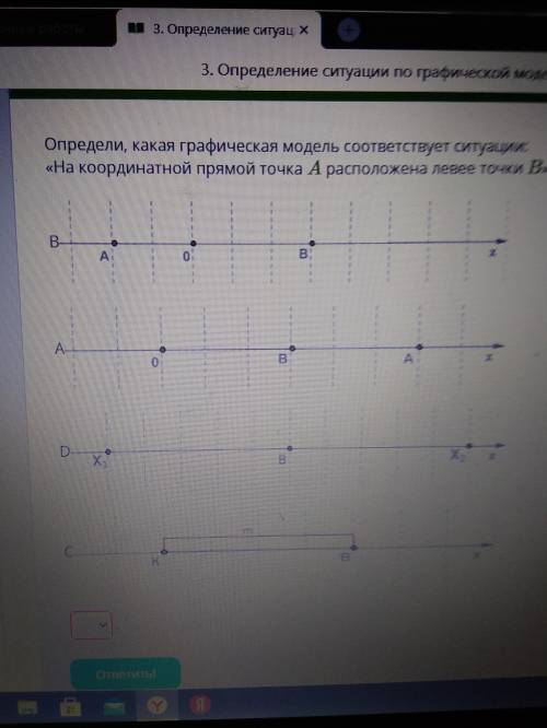 Определи ,какая географическая модель соответствует ситуации: на координатной прямой точка A располо