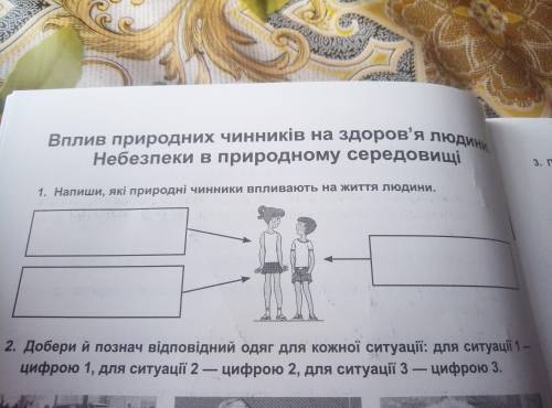 1. Напиши які природні умови чиники на життя людини