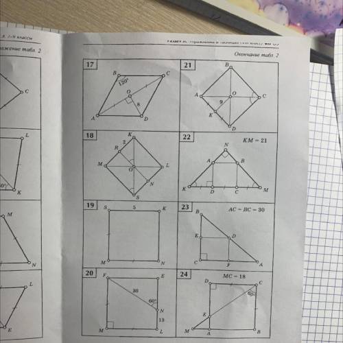 Номер 17, 18, 20, 21, 22, 23, 24 Найти периметр параллелограмма