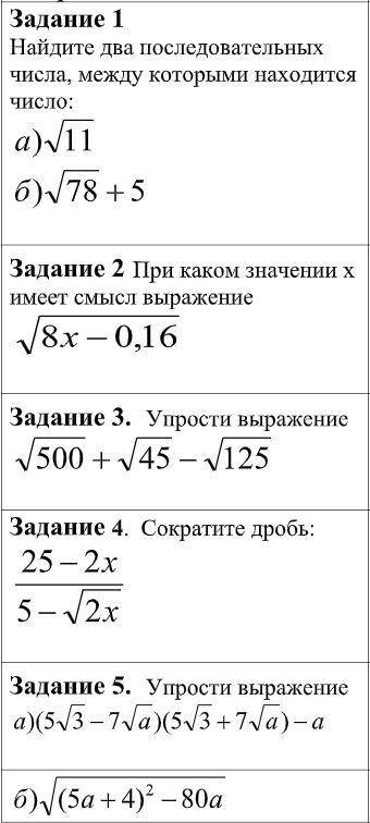 СОр №1 по алгебре 8 класс