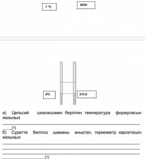 1. Суретте екі термометр көрсетілген. ​