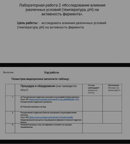 Исследования влияния различных условий на активность фермента