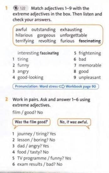 Ex-1 Match adjectives 1-9 with theextreme adjectives in the box. Then listen andcheck your answers.a