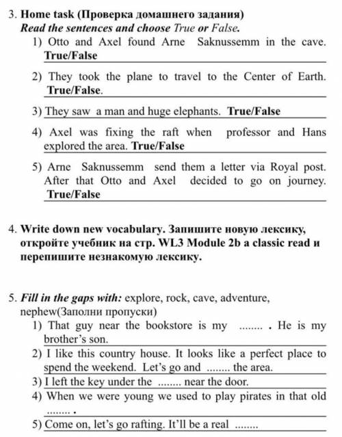 Read the sentences and choose true and false