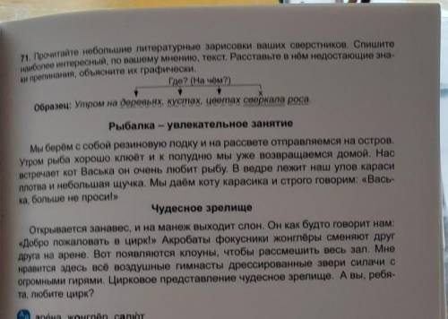 Прочитайте небольшие литературные зарисовки ваших сверстников Спишите наиболее интересный по вашему