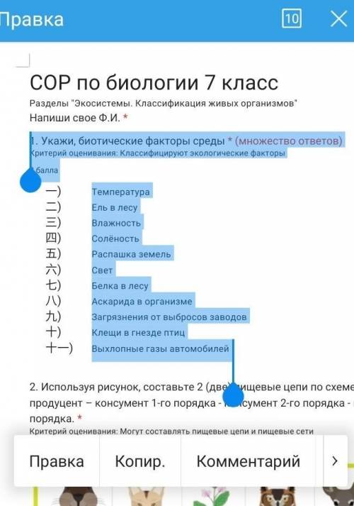 сор по Биологии 7 класс​