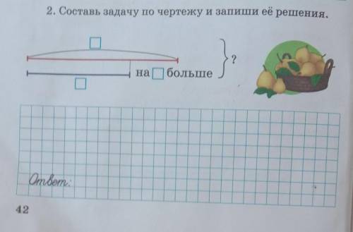 2 класс 2. Составь задачу по чертежу и запиши её решения сестренке не могу понять за заранее за отве