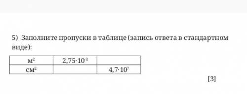 Заполните пропуски в таблице (запись ответа в стандартном виде):​