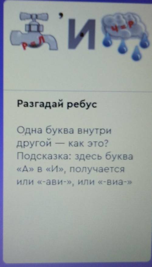 Одна буква внутри другой как это подсказка здесь буква а буква и получается или avi или Виа​