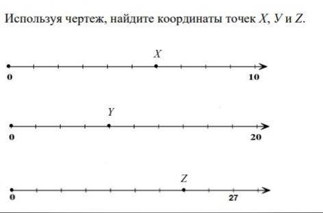 1. Используя чертеж, найдите координаты точек Х, У и Z.