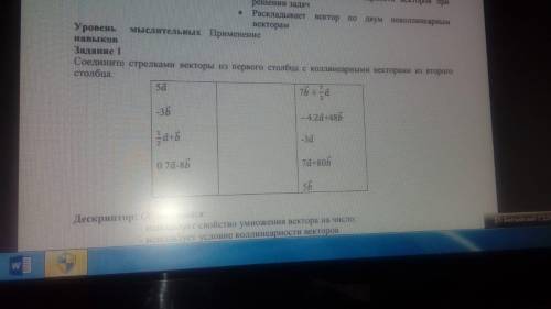 Дам 35 Соедините стрелками векторы из первого столбца с колиниарными векторами из второго​ столбца