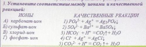 Установите соответствие между ионами и качественной реакцией:​