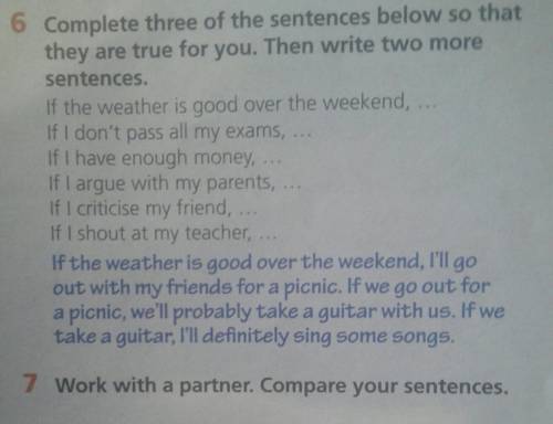 Complete three of the sentences below so that they are true for you. Then write two more sentences.