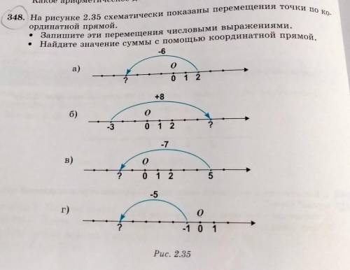 348. На рисунке 2.35 схематически показаны перемещения точки по ко- Какое арифметическое действиорди