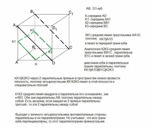 Середины рёбер AD, AA1, BB1, BC последовательно соединили так, что образовался четырехугольник. Дока