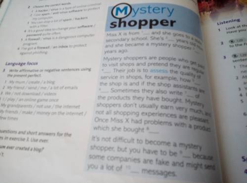 Listen to an interview with a mystery shopper and complete the notes