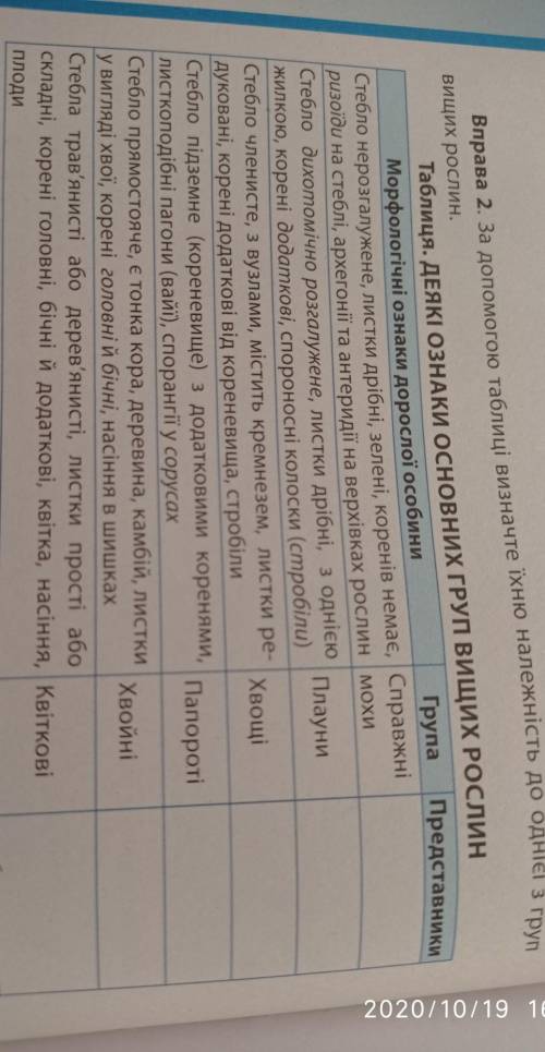 До ть будь ласка підібрати представників які описані в таблиці ​