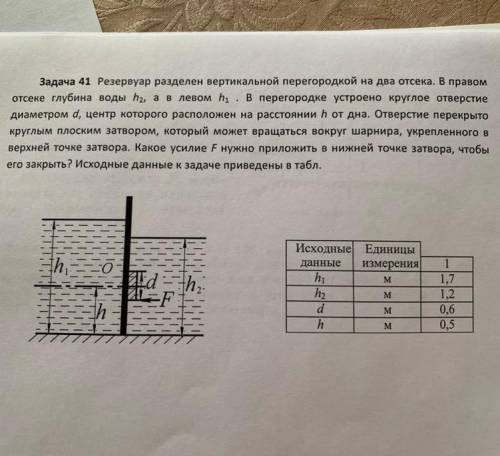 27 Задача 41 Резервуар разделен вертикальной перегородкой на два отсека. В правом отсеке глубина вод