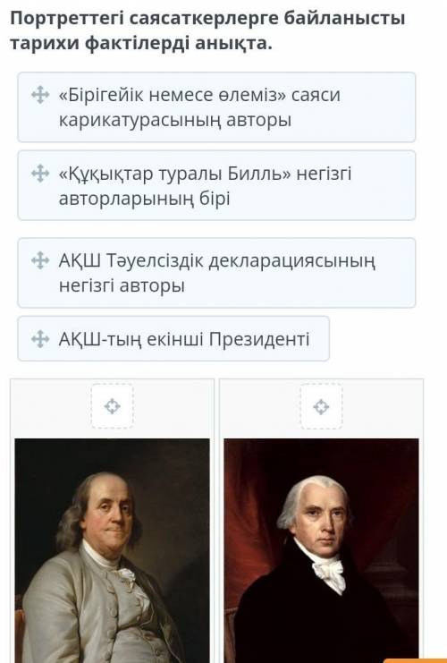 Портреттегі саясаткерлерге байланысты тарихи фактілерді анықта.​