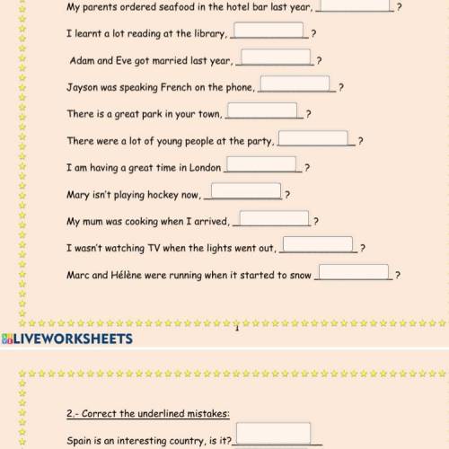 Complete the missing parts of the question tags