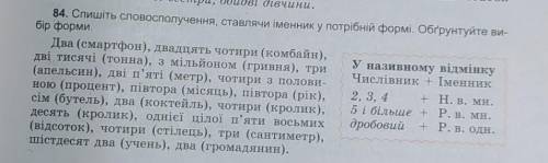 84. Спишіть словосполучення, ставлячи іменнику потрібній формі. Обгрунтуйте вибір форми. Два (смартф