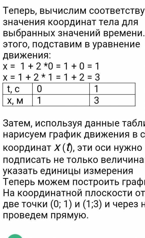 Движения:х = 1 + 2 *0 = 1 + 0 = 1х