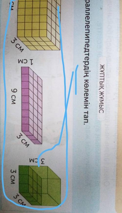2. Параллелепипедтердің көлемін тап. 3 см1 см3 см9 см3 см9 см3 см3 см​