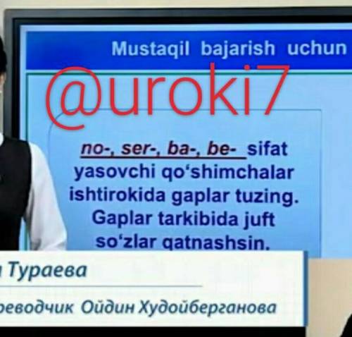 no-, ser-, ba-, be-, sifat yasovchi qõshimchalar ishtirokida gaplar tuzing. Gaplar tarkibida juft sõ