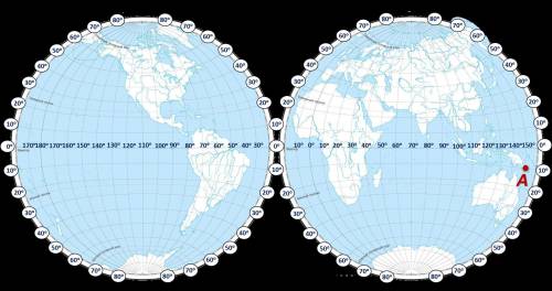 Определите географические координаты пункта A.