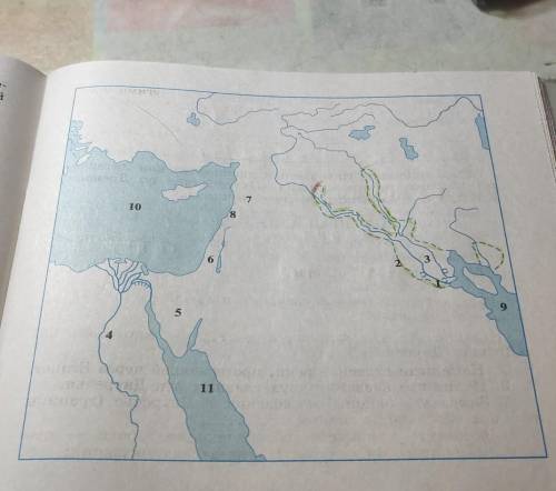 Заполните контурную карту «Древнее Двуречье».1. Надпишите название реки, протекавшей через Египет.2.