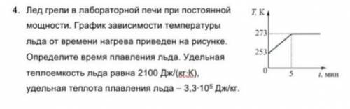 4. Лед грели в лабораторной печи при постоянной мощности. График зависимости температурыльда от врем