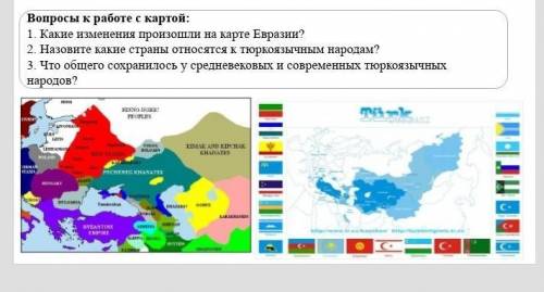 Какие изменения произошли на карте Евразии? 2. Назовите какие страны относятся к тюркоязычным народа