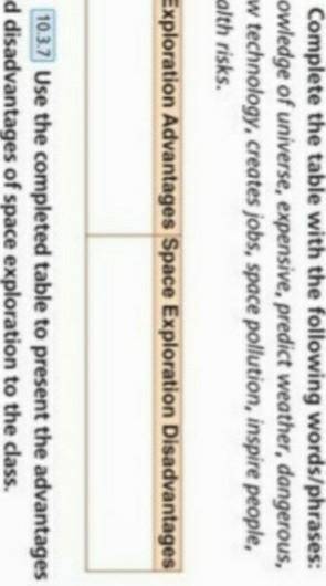 7 a) Complete the table with the following words/phrases: knowledge of universe, expensive, predict