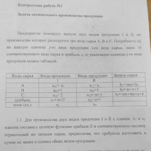 Задача оптимального производства продукции