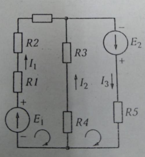 Дано схема: e1=50 e2=100 r1=10 r2=10 r3=4 r4=5 r5=6. Определить токи в ветвях сложной цепи