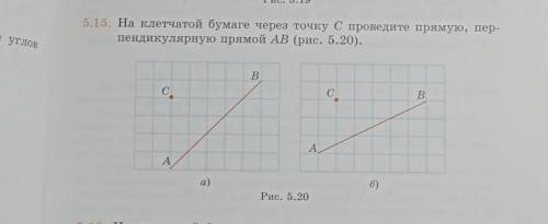 Рис. 5. 19 5.15. На клетчатой бумаге через точку с проведите прямую, пер-пендикулярную прямой AB (ри