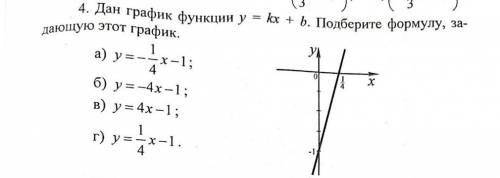 Дан график функции у=кх+b.Подберите формулу задающую этот график​