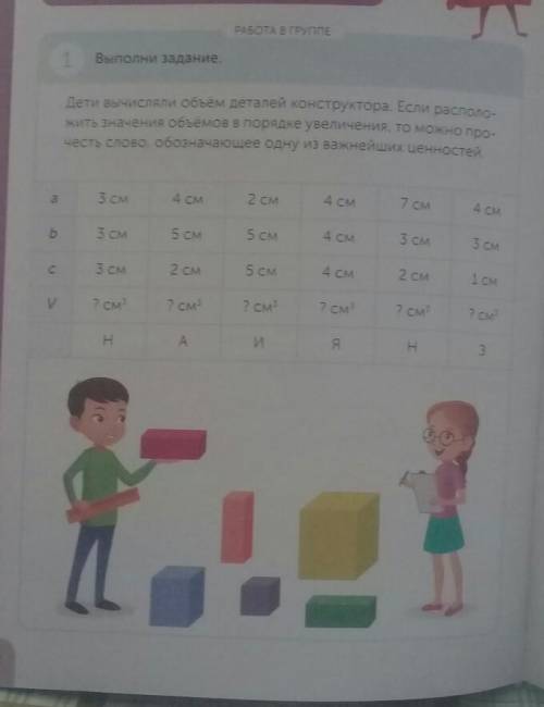 Выполни задание, Дети вычисляли объём деталей конструктора Если располо-жить значения объемов в поря