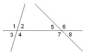 Дано: ∢1=115°,∢5=42°. Вычисли остальные углы. ∢1=...°;∢2=...°;∢3=...°;∢4=...°;∢5=...°;∢6=...°;∢7=...