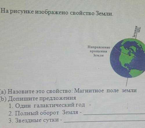 1. На рисунке изображено свойство Земли. осьНаправлениевращенияT(а) Назовите это свойство: Магнитное