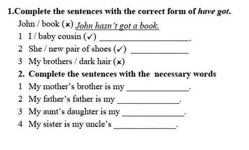 1.Complete the sentences with the correct form of have got.