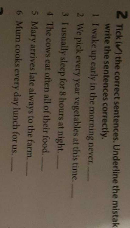 Tick the correct sentences. Underline the mistakes in the incorrect sentences and write the sentence