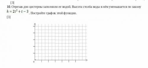 Отрезав дно цистерны заполнили ее водой. Высота столба воды в нем уменьшается по закону h=2t²+t-3. П