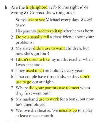 Are the highlighted verb forms right or wrong? Correct the wrong ones.