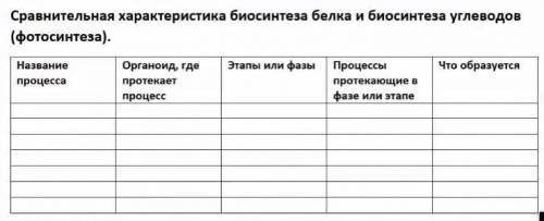 Сравнительная характеристика биосинтеза белка и биосинтеза углеводов (фотосинтеза)