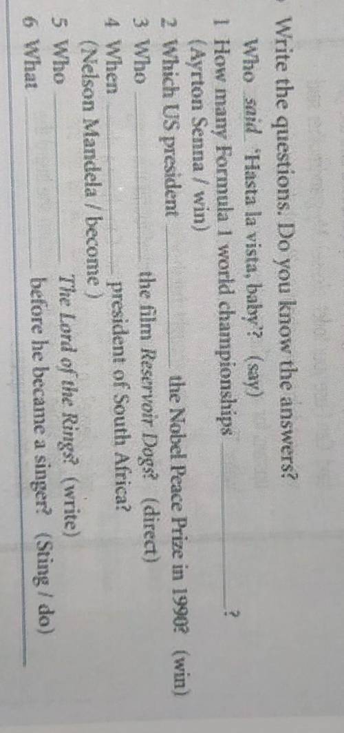 Write the questions. Do you know the answers?