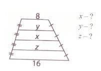 Найдите значения x, y, z трапеции.