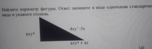 2. Найдите периметр фигуры. ответ запишите в виде одночлена стандартноговида и укажите степень​