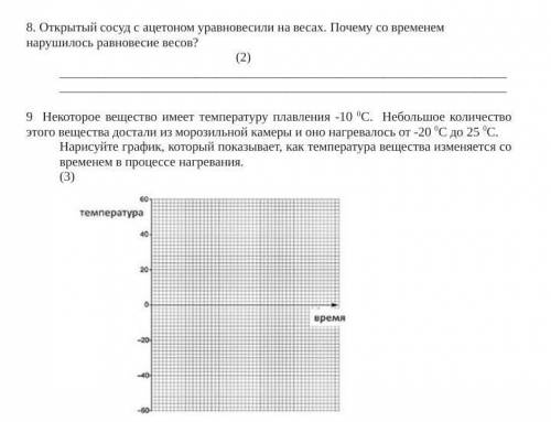 8. Открытый сосуд с ацетоном уравновесили на весах. Почему со временем нарушилось равновесие весов?